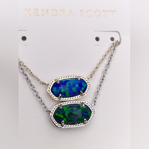 Kendra Scott Elisa Royal Blue or Green Kyocera Opal Gold Plated or Silver - Picture 5 of 16